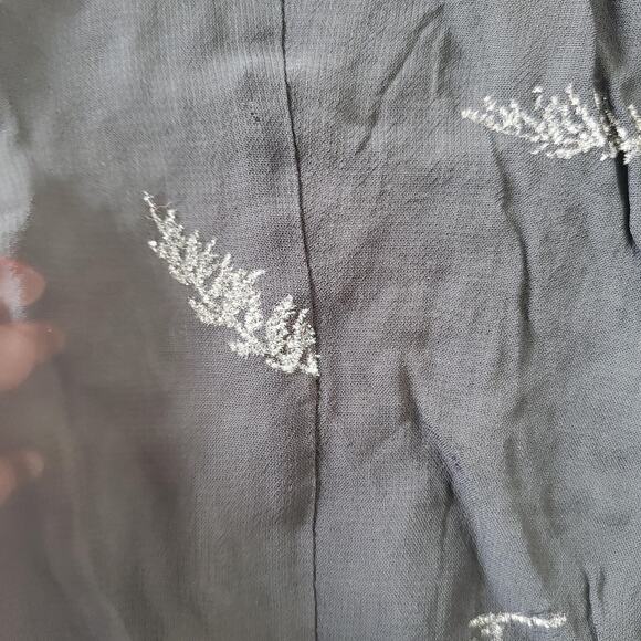 Y2K Witch Whimsigoth Vampire Blouse Women 12 Sheer Embroidered Floral Button Top - Picture 5 of 9